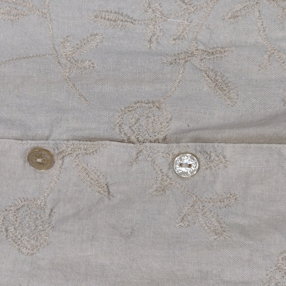 Cream Linen-blend Embroidered Button-Up Tunic Top Shirt XL - Picture 4 of 10